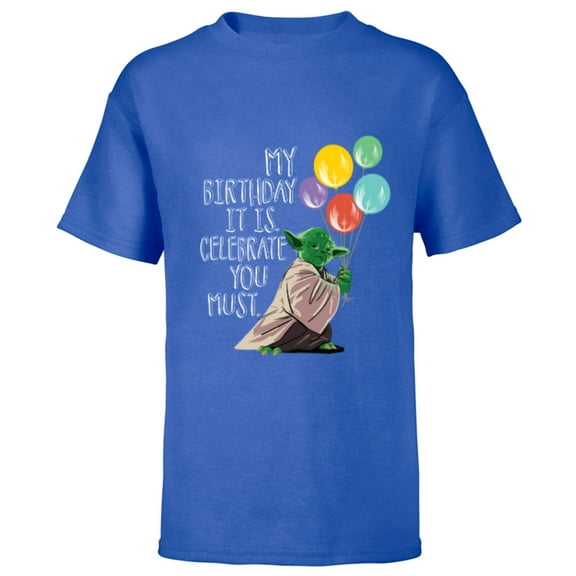 Star Wars Yoda “My Birthday It Is, Celebrate You Must” - Short Sleeve T-Shirt for Kids - Customized-Royal