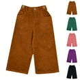 thumbnail image 5 of KAUOD Kids Corduroy Cropped Flare Pants Elastic High Waist Ribbed Bell-Bottom Sweatpants Boys Girls Wide Leg Baggy Trousers, 5 of 5