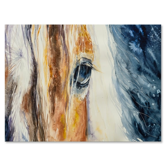 Designart ' Abstract Close-Up of A Beautiful Horses Eye I ' Farmhouse Canvas Wall Art Print