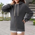 thumbnail image 2 of Fgnfyis Women Zip Up Hoodie Solid Color Lined Long Sleeve Casual Pullover with Front Pockets for Everyday Wear Dark Gray XL, 2 of 8