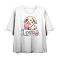 thumbnail image 4 of Bunny Love Women's White Crew Neck Short Sleeve Crop Tee-Large, 4 of 7