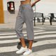 thumbnail image 1 of TaTaai Women's High Waist Linen Pants Elastic Drawstring Waistband with Decorative Ruffles Loose Straight Leg Cropped Length Casual Trousers Featuring Side Pockets Gift, 1 of 7
