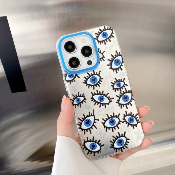 Funda De Teléfono De Plata De Hierro Caliente Para iPhone 11 14 Plus 12 13 Pro Max Moda Ojos De Pantalla Completa De Transparente Cubierta De Protección