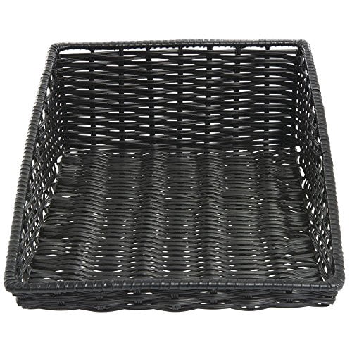 HUBERT Wicker Look Tapered Storage Basket, Rectangular Black- 15 1/2"L x 24"D x 1 1/2" to 7"H