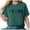 Dark Green, variant on I'M Fine Casual Letter T-Shirt Women Funny Halloween Clothes Gift Print Graphic Tee Tops