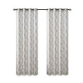 thumbnail image 2 of Fretwork Print Blackout Window Curtain, Grommet Top Window Curtain Panel for Living Room Bedroom, Scroll Geometric Fretwork Print Design Window Curtain Panel in Grommet Top, Ivory+Grey, 2 of 9