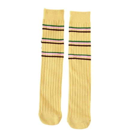 

ADVEN 1 Pair Autumn Children Casual Soft Breathable Knitted Socks Students Simple Design Cotton Knee High Sock Footwear Accessories Yellow