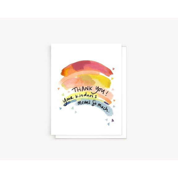 Thank You Card with Rainbow Design – "Your Kindness Means So Much" – Blank Inside, Envelope Included – Perfect Gratitude Note for Friends and Family