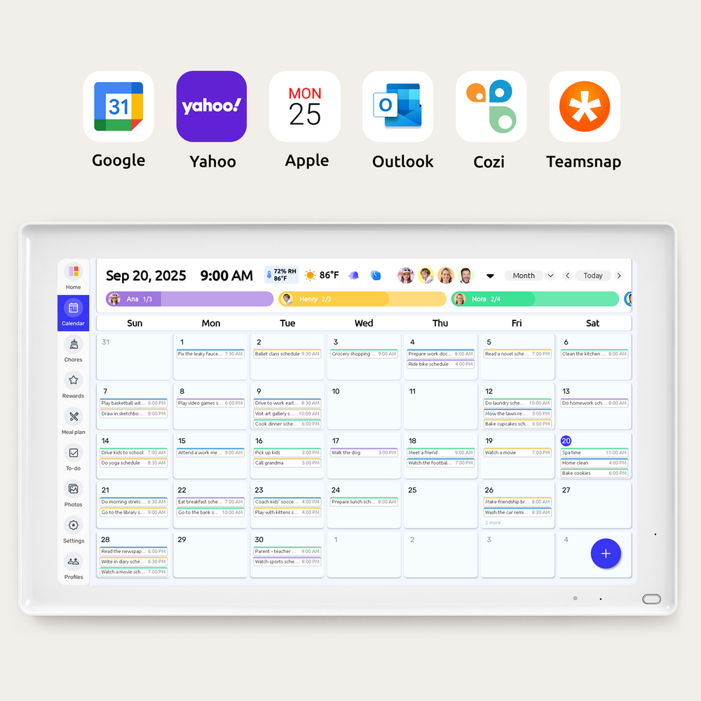 AEEZO Touch 21.5" Digital Calendar Chore Chart – 1080P Full HD Interactive Touchscreen, Smart Family Planner, Hearth Display Digital Calendar Wall & Desk Mountable for Seamless Scheduling