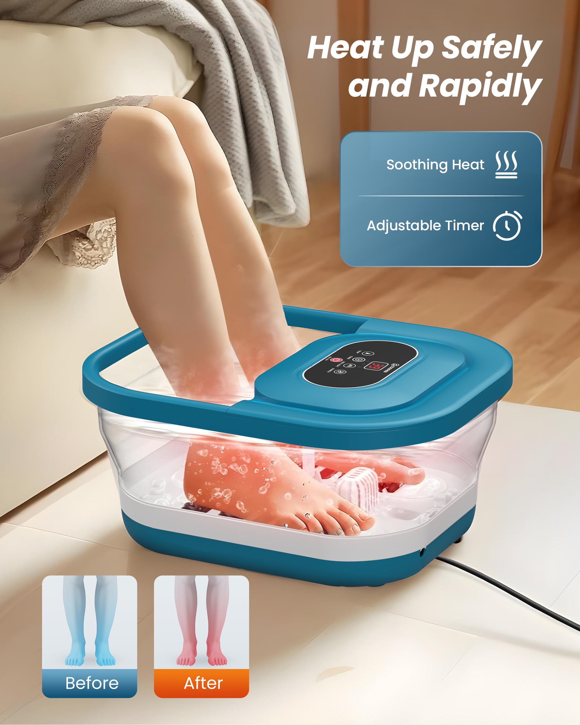 Comfier Foot Spa Bath Massager with Heat, Collapsible Foot Care Soaker Tub for Relaxation, Gifts