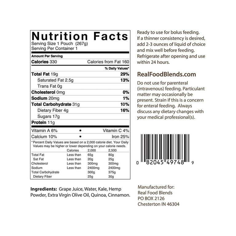 NNA176992,176992,NUTRICIA,,Real Food Blends Quinoa Meal Quinoa Kale,Premier  Medical Distribution