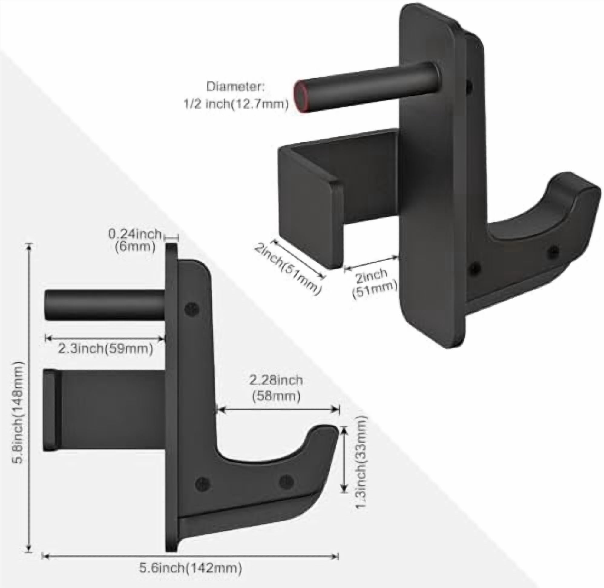 Voylla Solid Steel J Hooks for 2" x 2" or 3" x 3" Tube Power Cage with 1" 1/2" or 5/8" Hole Squat Rack Attachment, J-Hook Barbell Holder for Power Rack, Set of 2