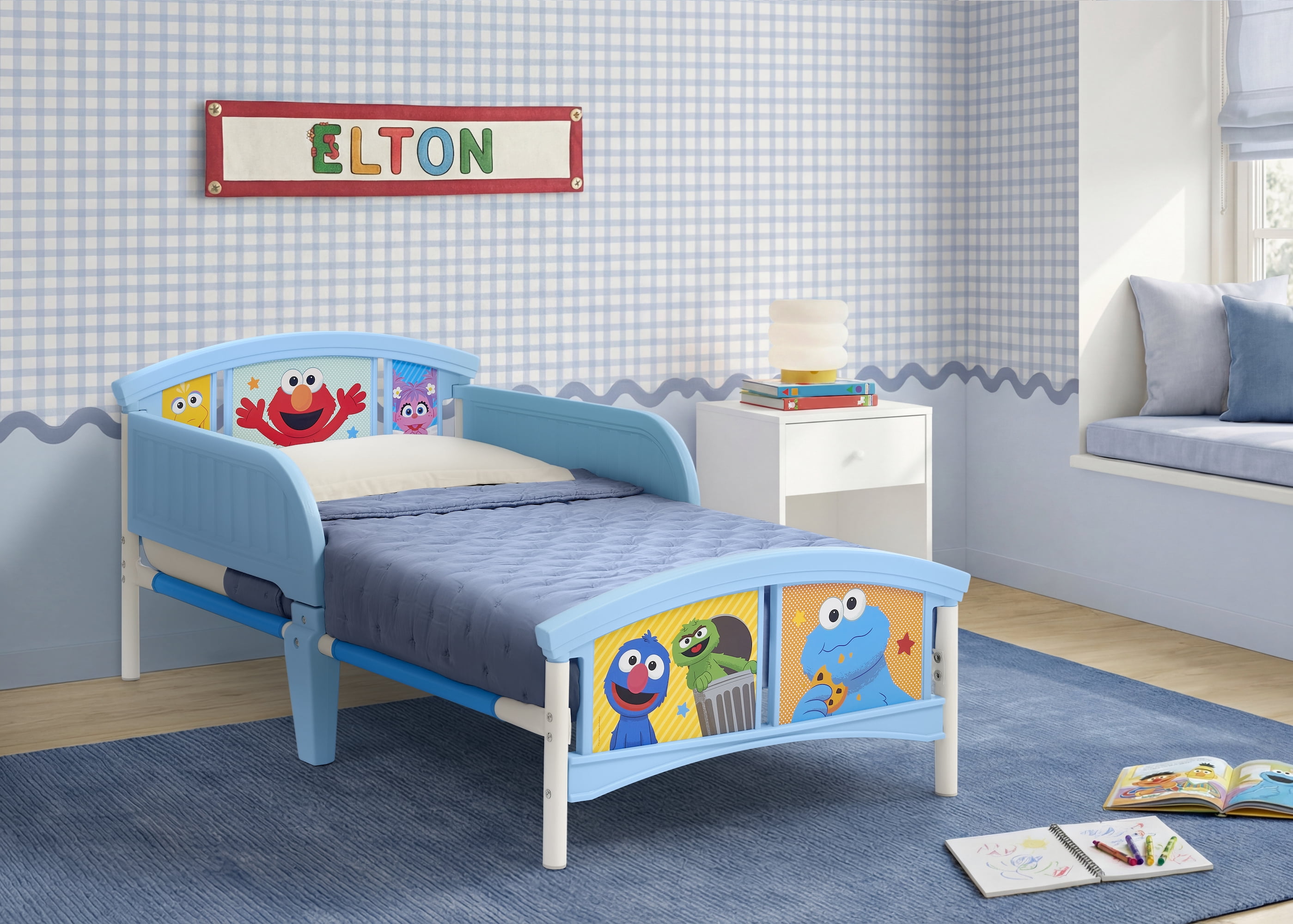 Delta Children Sesame Street Elmo Plastic Toddler Bed, Red and Blue