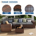 thumbnail image 3 of Poteban Patio Furniture Set 6 PCS Outdoor Sectional Conversation Sets Featuring Widen Wicker Armrests and High Back, Brown&Grey, 3 of 6