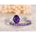 thumbnail image 2 of Sparkle Jewels 2Ct Oval Cut Purple CZ Bridal Wedding Ring Set 14K White Gold Plated, 2 of 5