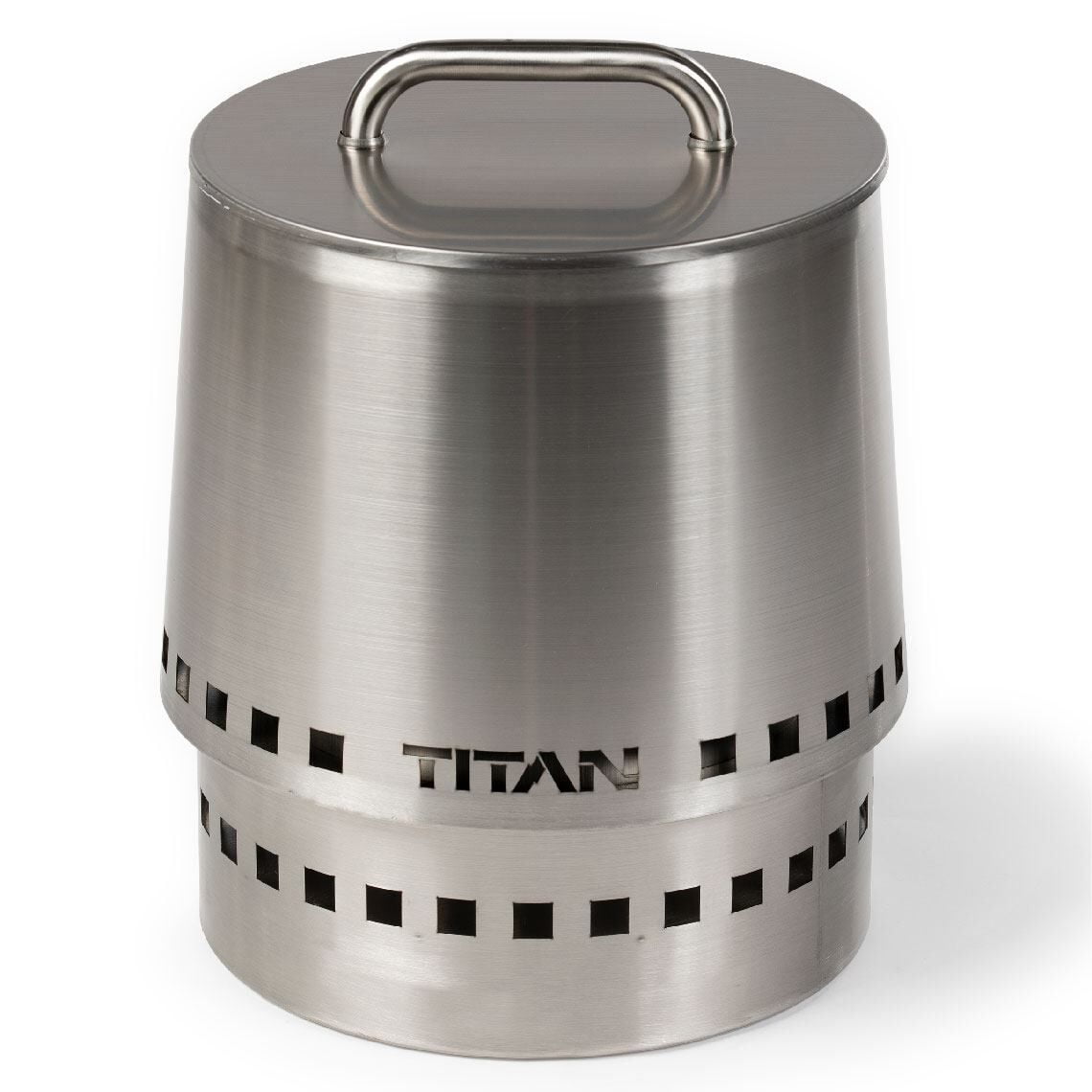 Titan Great Outdoors Duo Small Stainless Steel Fire Pit with Lid, Near