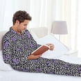 thumbnail image 6 of Picia Purple Butterflies Pattern Men’s Long-Sleeve Sleepwear Set - Soft 2-Piece Loungewear with Pockets, Comfy PJs for Relaxing Nights-Small, 6 of 7