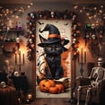 thumbnail image 5 of Lilixerw Halloween Door Banner, Black Cat Witch Hat Pumpkin Bat Maple Leaf Print, for Entry Door, Wall, Porch and Party Backdrop Decoration, 70.8x35.4 inch, 5 of 6