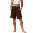 thumbnail image 7 of Sevevn Women's Linen Drawstring Shorts High Waist Elastic Waist Casual Summer Shorts with Pockets Brown S, 7 of 7