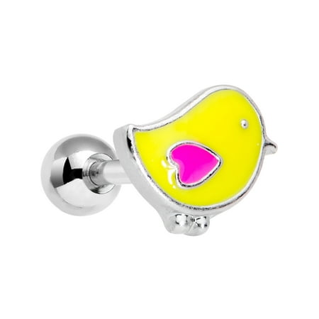 Body Candy 16G Unisex Stainless Steel Yellow Pink Spring Chick Birdie Cartilage Earring Tragus Jewelry 1/4"