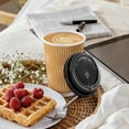 thumbnail image 4 of 500 Pack 12 oz Disposable Insulated Paper Coffee Cups with Lids and Straws, Corrugated Ripple Wall Hot Drink Cups for Office, Coffee Bar, To Go, Eco-Friendly, 4 of 10