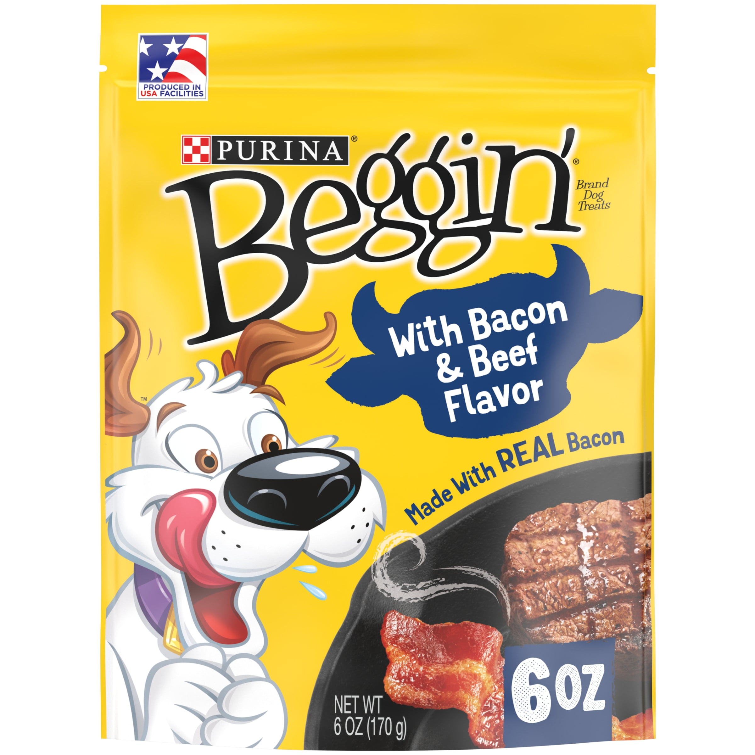 Purina Beggin' Real Meat Bacon & Beef Treats for Dogs, 6 oz Pouch -  