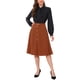 thumbnail image 2 of Falda midi plisada A-Line INSPIRE CHIC para mujeres, faldas vintage de trabajo de cintura alta, XS Naranja Marrón, 2 of 6