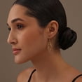 thumbnail image 3 of LeCalla 925 Sterling Silver 14K Gold-Plated Double Twisted Boho Dangle Drop Earrings Linear Marquise Loops for Women and Teen 55MM, 3 of 7