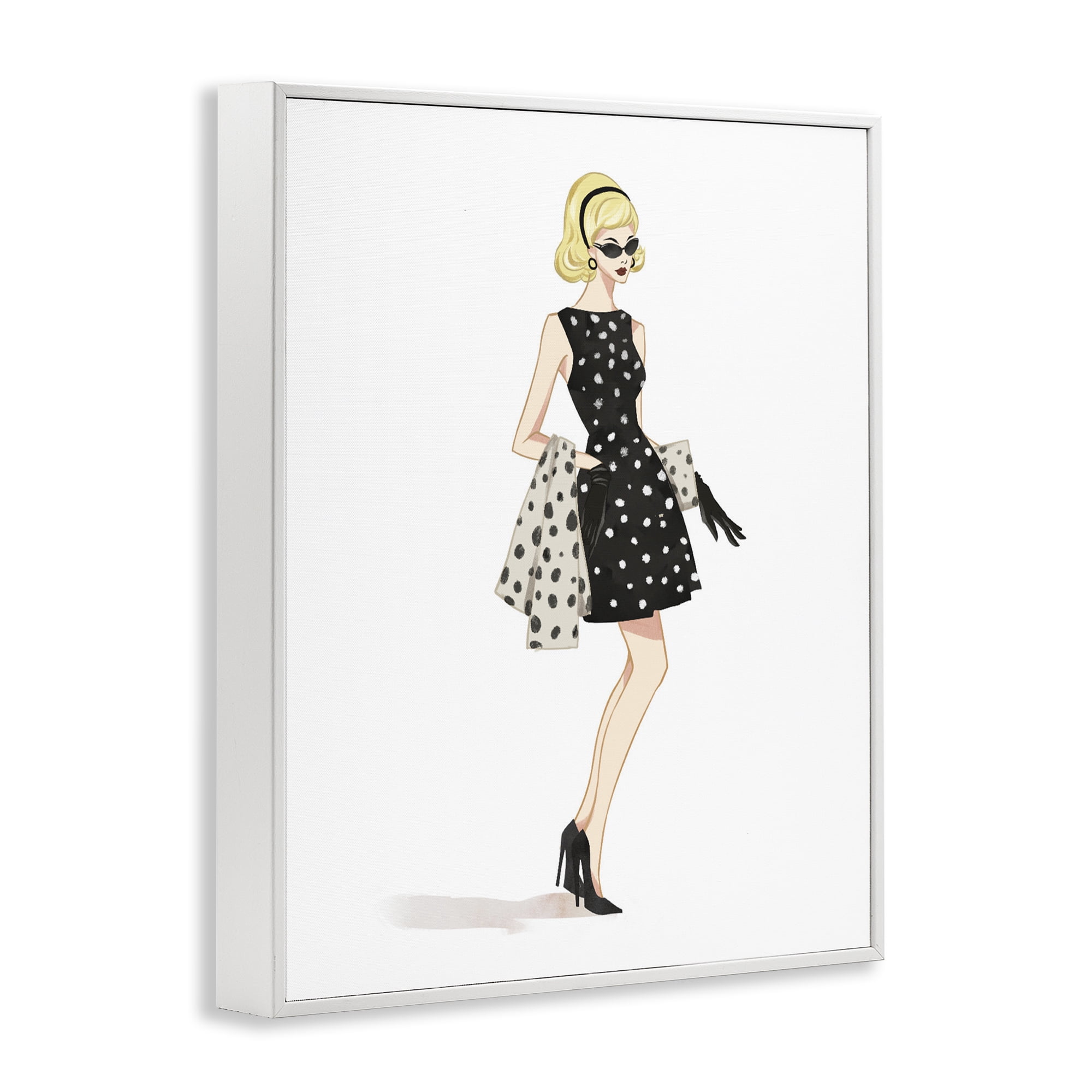 Stupell Industries Feminine Retro Fashion White Framed Giclee Art, design by Ziwei Li