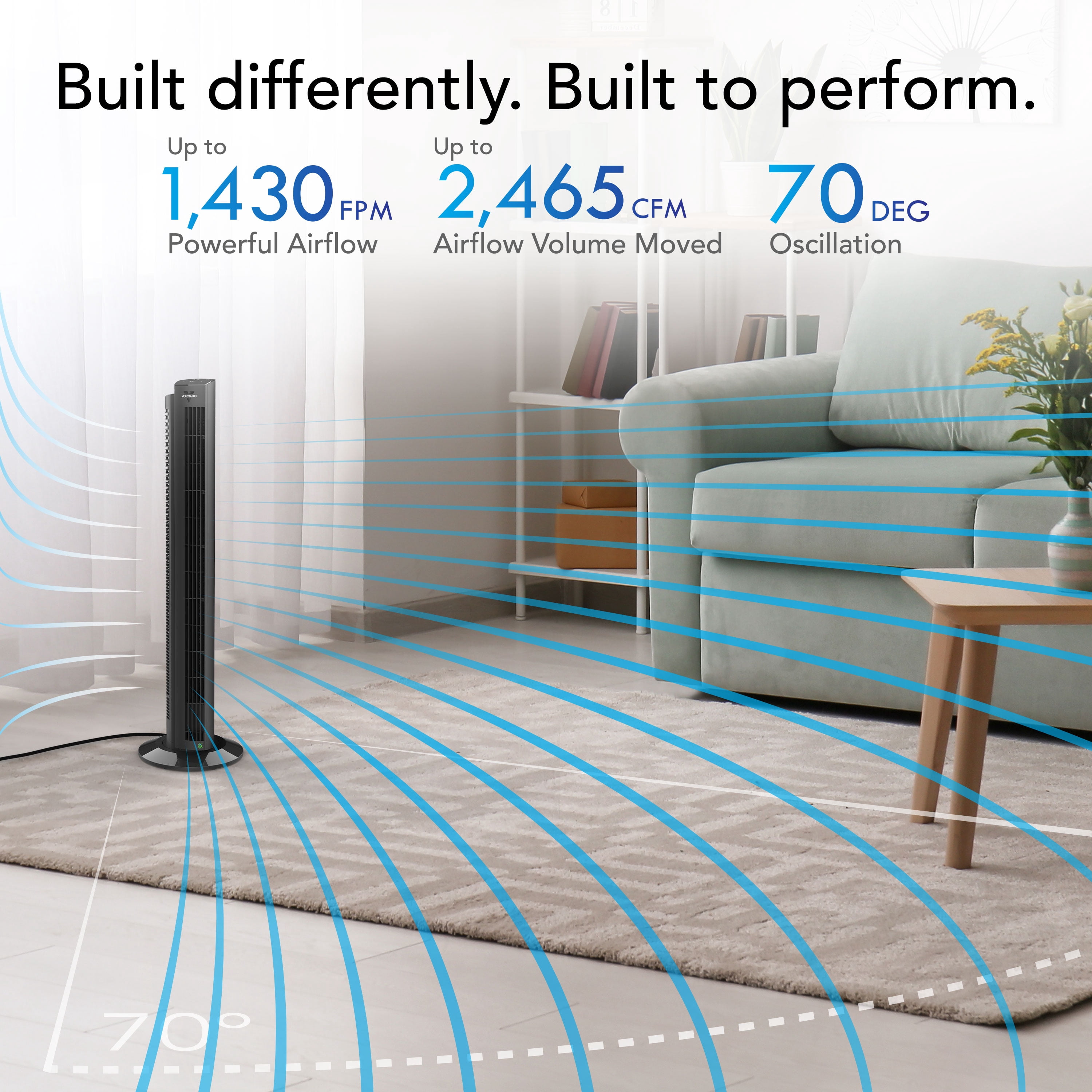 Vornado OZI42DC Tower Fan with Remote and Timer, Oscillating Standing Fan for Bedroom, Variable Speed for Precise Control, Energy Saving Design for Whole Room Cooling, Indoor Floor Fan, Black