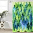 thumbnail image 5 of Abstract Ombre Green Blue Shower Curtain, 72" x 72", Geometric Art Waterproof Bathroom Curtain Washable Shower Curtain Set with 12 Hooks, 5 of 6