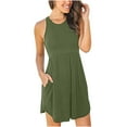 thumbnail image 2 of Aoujea Dresses for Women Fashion Women Casual Sleeveless Solid Pockets Ladies Slim Dress Sleeveless Dresses for Women 20$ & Under Dress, 2 of 9