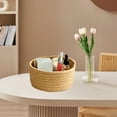 thumbnail image 5 of Outoloxit Round Woven Storage Baskets, Soft Cotton Rope Woven Blanket Baskets Storage Basket Portable Basket Organizer Decorative Baskets for Storage Living Room, Yellow A, 5 of 6