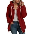 thumbnail image 2 of adviicd Women's Sherpa Fleece Hooded Jacket Zip Up Fuzzy Sweatshirts Fall Winter Warm Soft Cozy Clothes (Red, S), 2 of 6