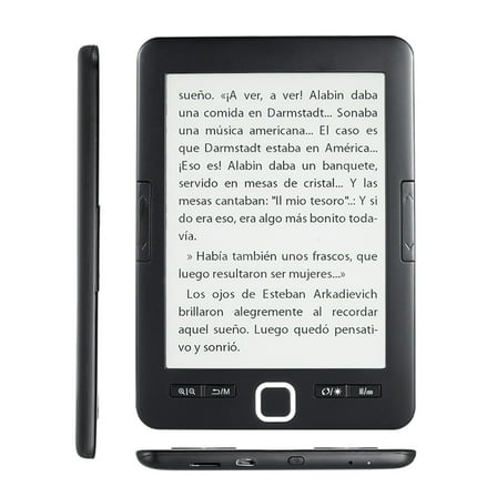 E-Book Reader 6'' Glimmer-Free And Eye-Friendly E-Reader With Protective Case LED Display Light Lightweight Audio Video PDF Reader Black
