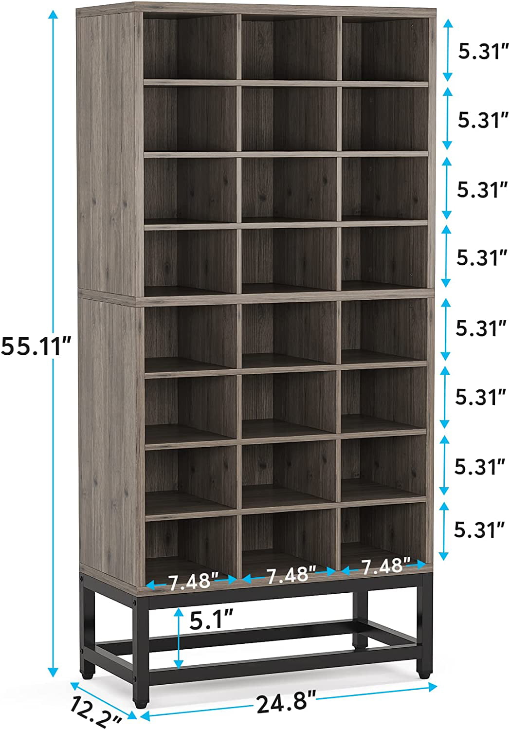 Buy 8-Tier Shoe Storage Cabinet, Freestanding Wooden Shoe Closet Rack with  24 Cubbies, Tall Entryway Shoe Organizer with Adjustable Partition by  Tribesigns Furniture on Dot & Bo
