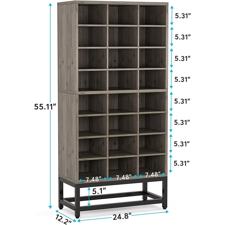 Tribesigns 47.24-in H 8 Tier 20 Pair Gray + Black Mdf Shoe Cabinet in the Shoe  Storage department at