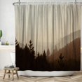 thumbnail image 2 of Fall Misty Forest Shower Curtain Autumn Nature Foggy Pine Tree Woodland Landscape Farmhouse Wooden Board Cool Brown Bathroom Bathtub Curtains Waterproof Fabric Shower Curtain for Bathroom 72"x84", 2 of 6