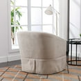 thumbnail image 4 of Swivel Barrel Chair, Linen Blend Single Sofa Chair with Pillow and Skirt, Round Accent Chair with Deep Seat and Metal Base, Leisure Club Chair for Living Room Bedroom Office, Beige, 4 of 9