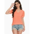 thumbnail image 5 of Women's V Neck Tops Puff Sleeve with Swiss Dot T-Shirts Summer Casual Loose Tshirts, 5 of 7