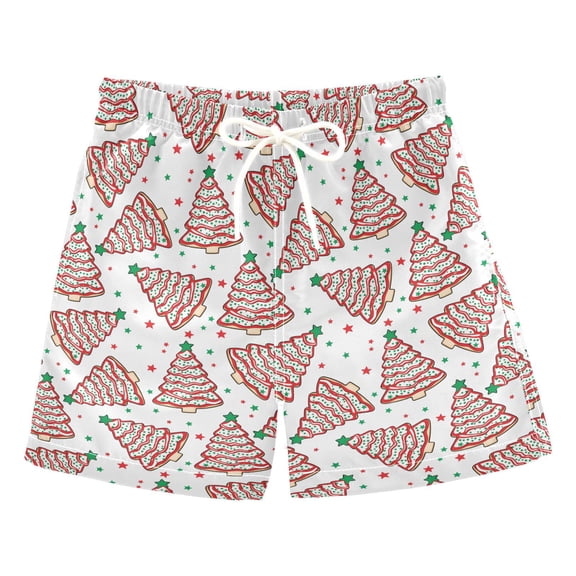 joogoo Boy Swim Trunks Christmas Tree Cakes Bathing Beach Board Shorts M