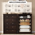 thumbnail image 4 of Lacoo 47'' Tall 5 Drawers Wooden Dresser for Bedroom, Modern Storage Chest of Drawers, Brown, 4 of 9