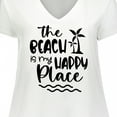 thumbnail image 4 of Inktastic Spring Break the Beach is My Happy Place Women's Plus Size V-Neck T-Shirt, 4 of 5