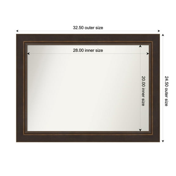 Amanti Art Custom Wall and Bathroom Mirror (24.5 x 32.5 in.), Lara Bronze Frame