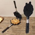 thumbnail image 1 of Waffle Maker Pan Make 5 Mini Heart Shaped Waffles Small Kitchen Stovetop Waffle Baking Pan for Family Breakfast, 1 of 7