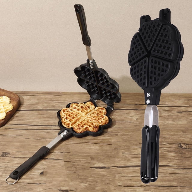 Pan Waffle Maker Pan Make 5 Mini Heart Shaped Waffles Small Kitchen Stovetop Waffle Baking Pan for Family Breakfast