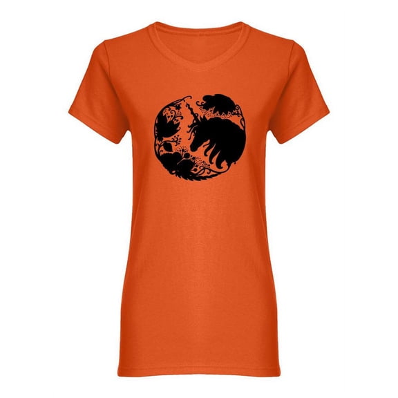 Elegant Unicorn With Long Mane Shaped T-Shirt Women -Image by Shutterstock, Female Small