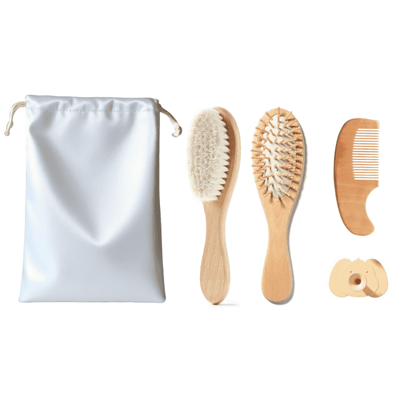 BebiCo 5 Piece Newborn Grooming Kit - Hair Brush and Comb Set