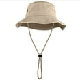 thumbnail image 6 of Wide Brim Hiking Fishing Safari Boonie Bucket Hats 100% Cotton UV Sun Protection For Men Women Outdoor Activities S/M Khaki, 6 of 7