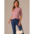 thumbnail image 4 of DARING DIVA Women's Half Sleeve Mock Turtleneck Casual Top S Dark Pink, 4 of 6